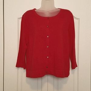 J. Jill button down cardigan, 3/4 sleeve, Hibiscus